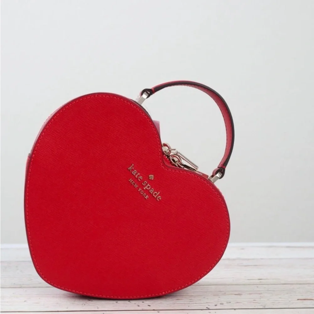 NWT Kate Spade Love Shack Heart Crossbody Purse Leather Candied Cherry Red - Picture 5 of 12